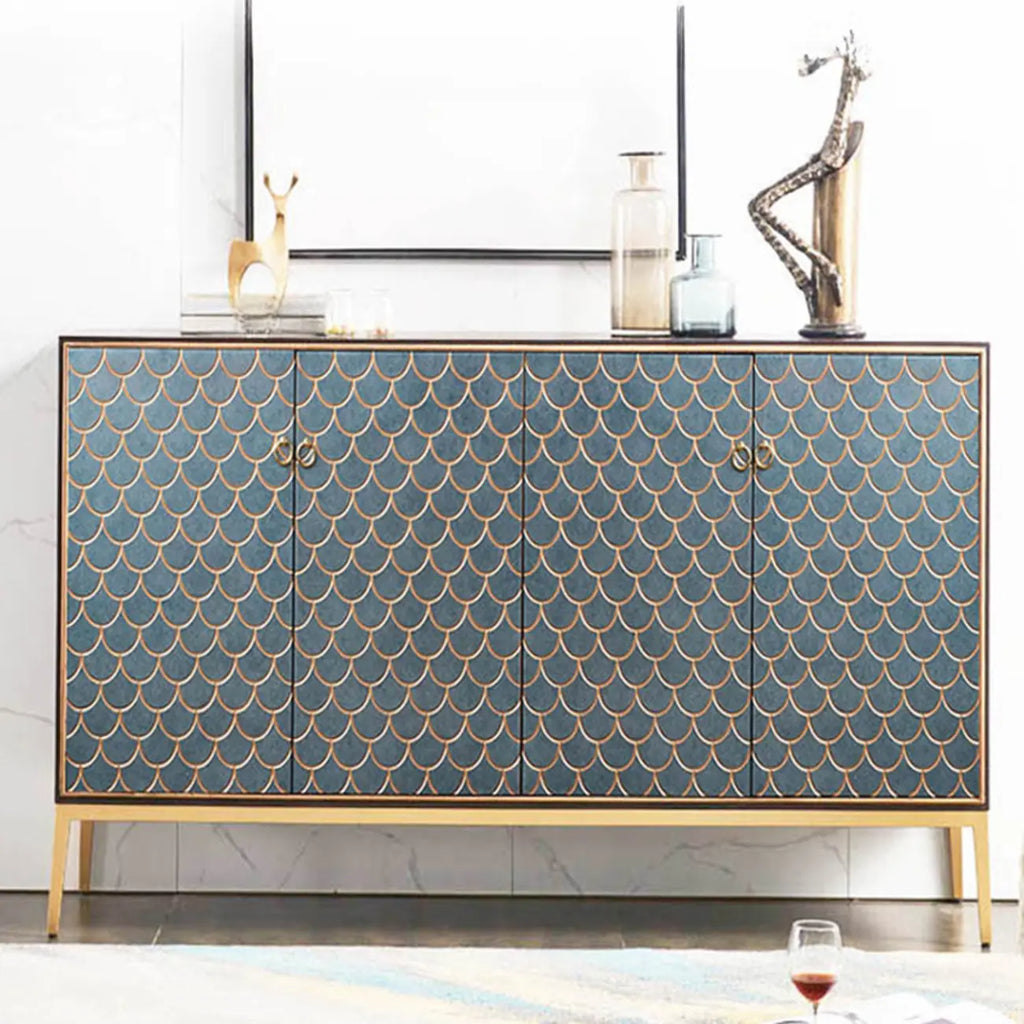 Glam Rectangular Storage Cabinet for Home with Scale Patterns