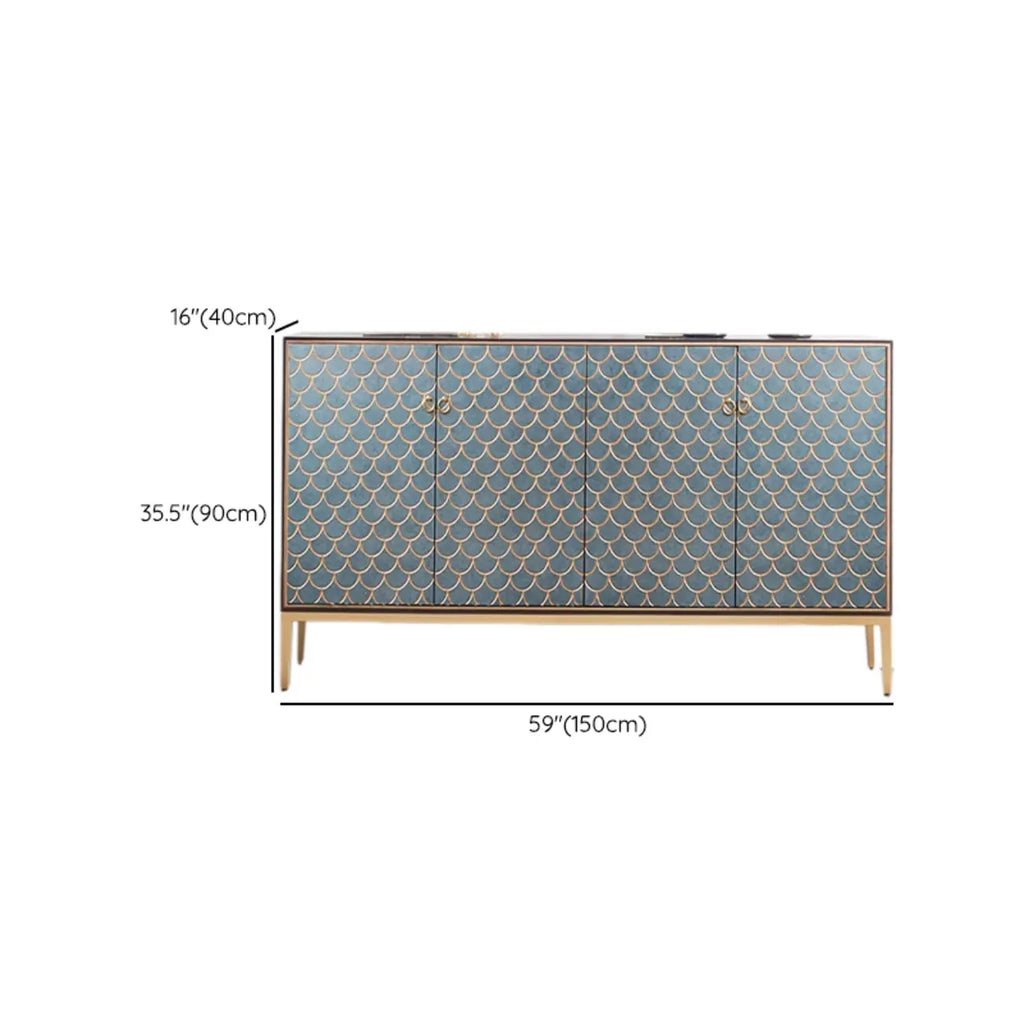 Glam Rectangular Storage Cabinet for Home with Scale Patterns