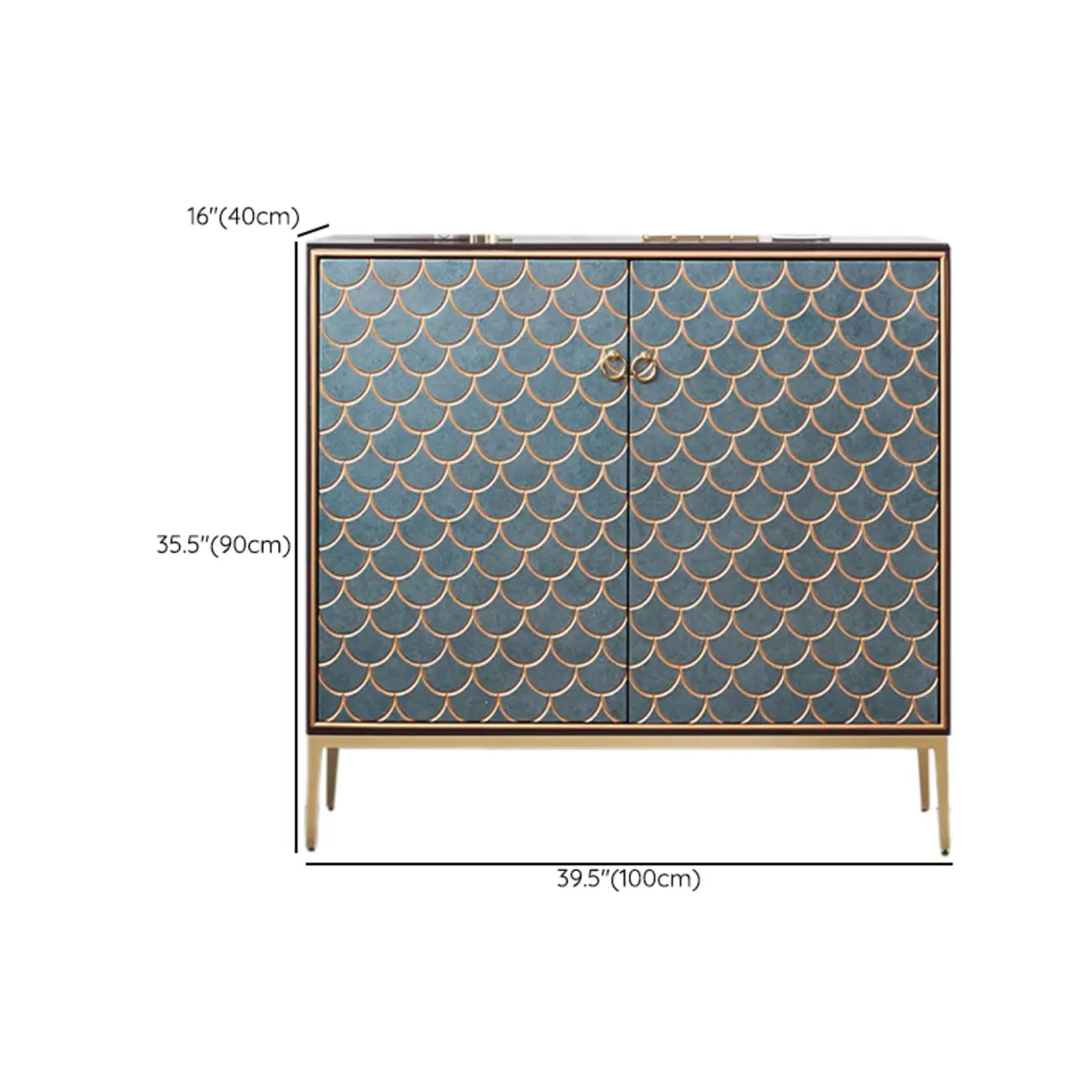 Glam Rectangular Storage Cabinet for Home with Scale Patterns