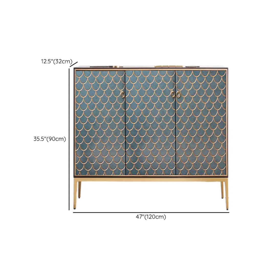 Glam Rectangular Storage Cabinet for Home with Scale Patterns