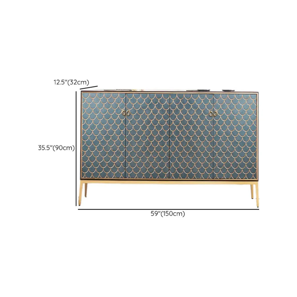 Glam Rectangular Storage Cabinet for Home with Scale Patterns