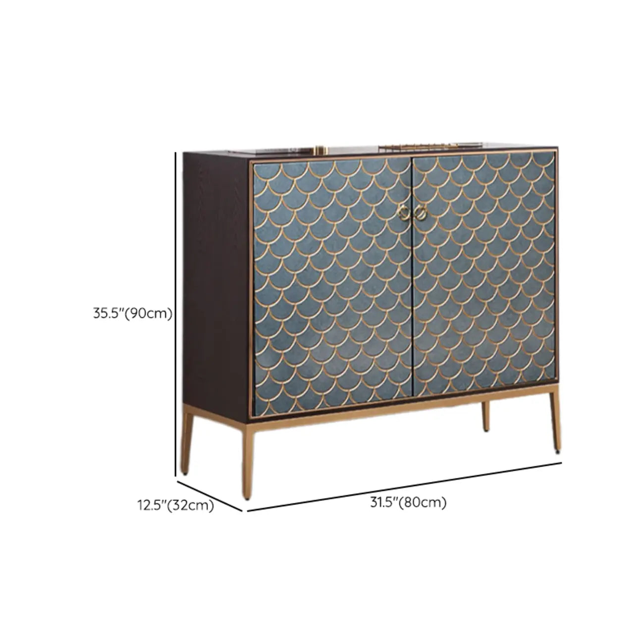 Glam Rectangular Storage Cabinet for Home with Scale Patterns
