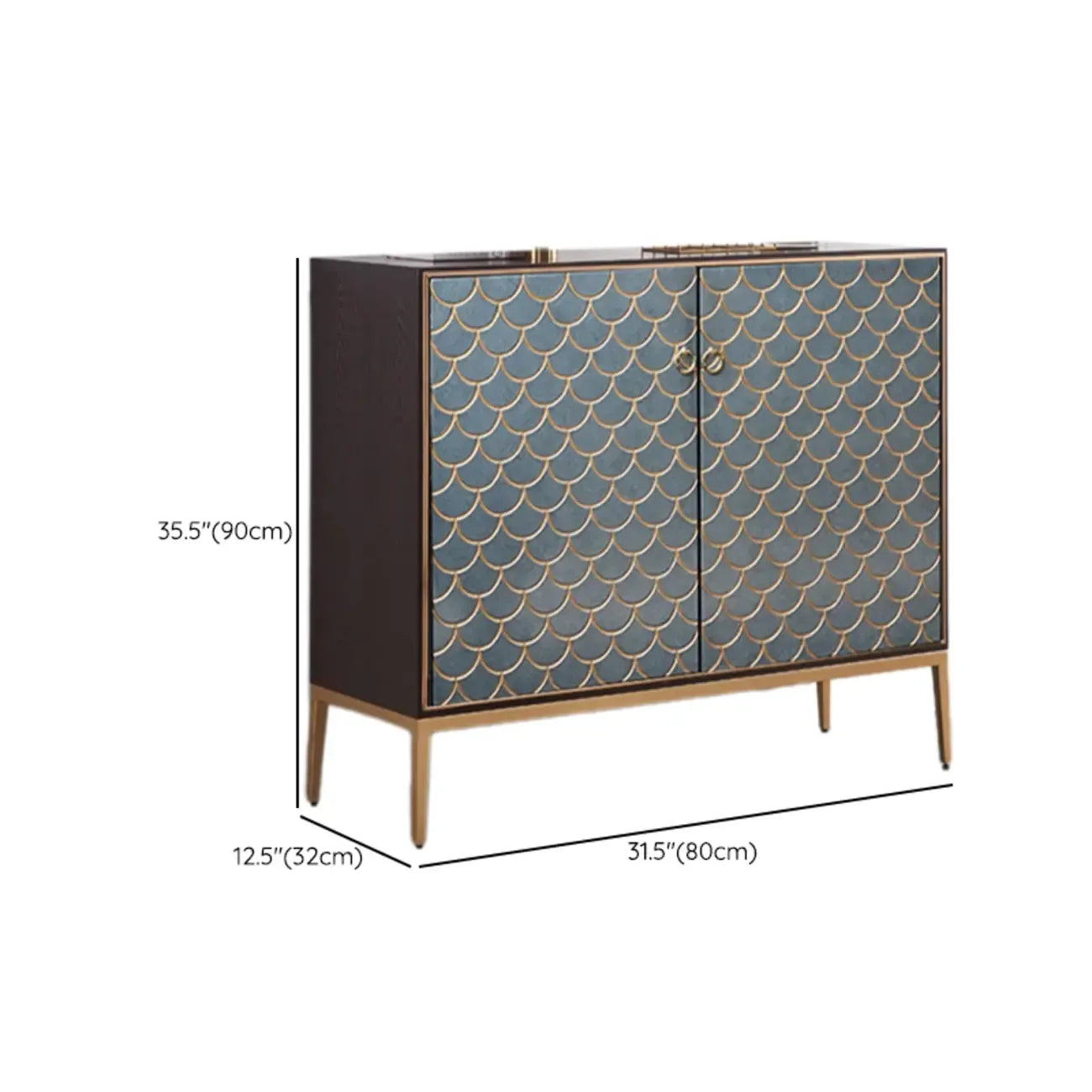Glam Rectangular Storage Cabinet for Home with Scale Patterns
