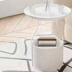 Metal Tray Top Black Side Table with Storage for Living Room