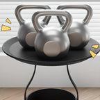 Metal Tray Top Black Side Table with Storage for Living Room