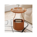 Metal Tray Top Black Side Table with Storage for Living Room