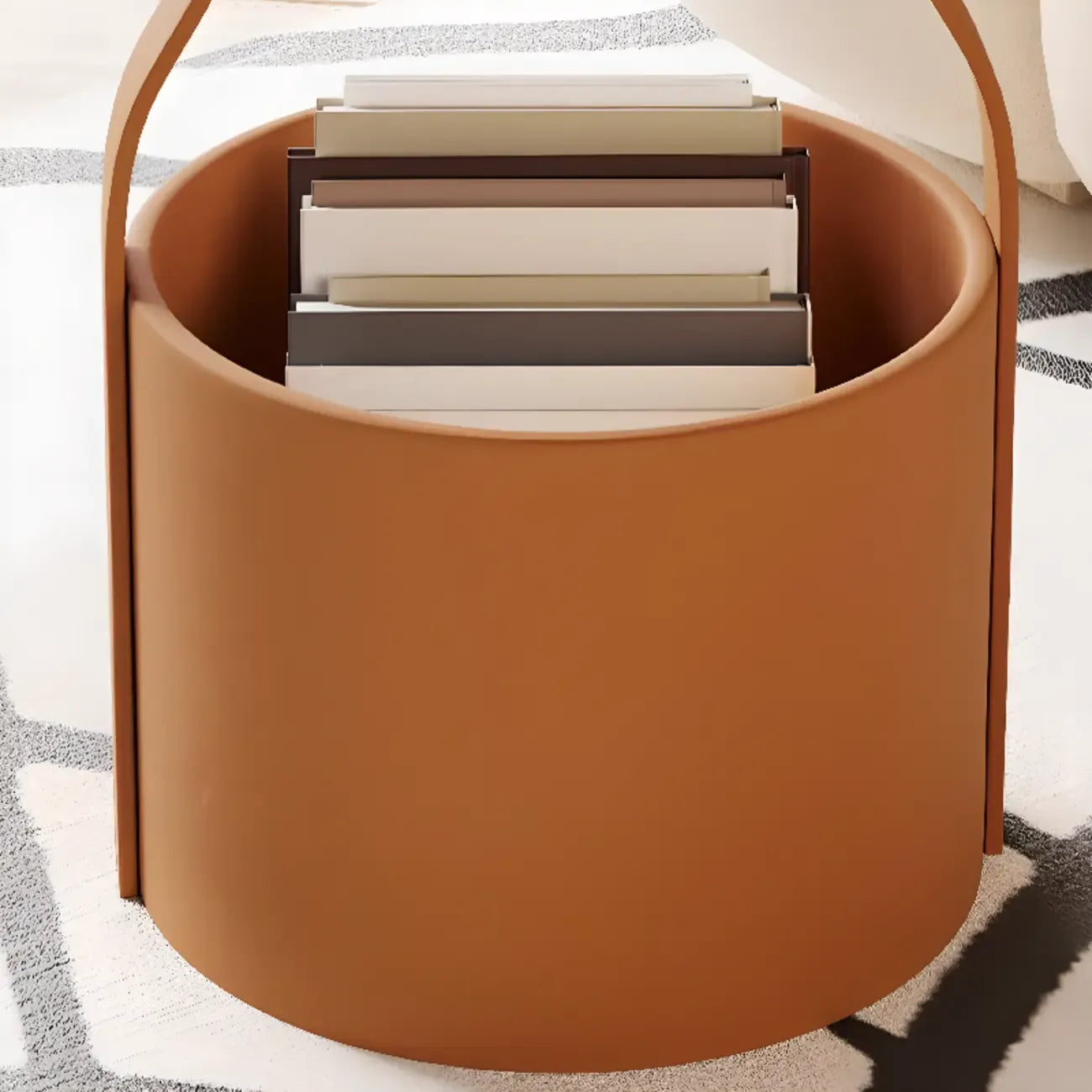 Metal Tray Top Black Side Table with Storage for Living Room