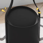 Metal Tray Top Black Side Table with Storage for Living Room