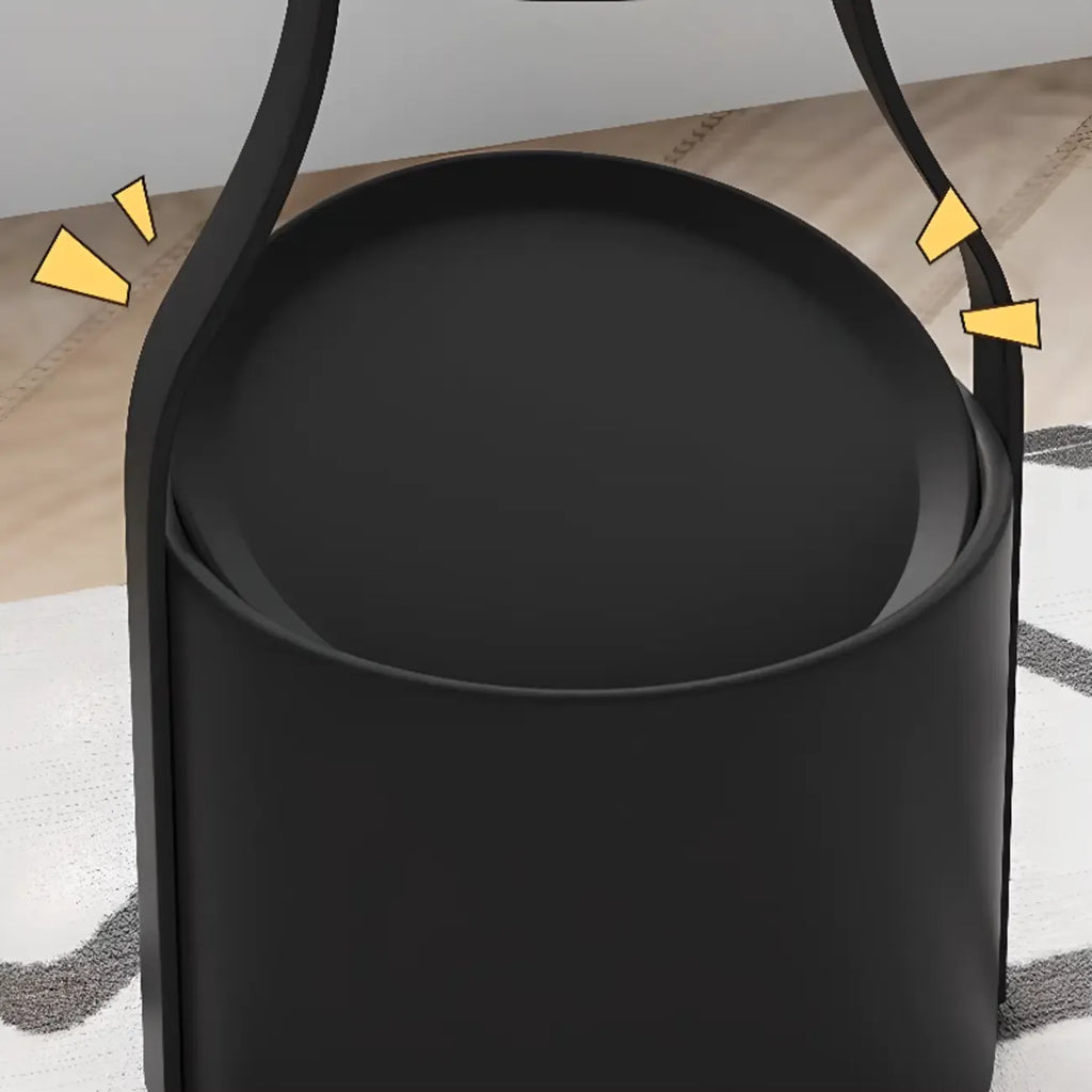 Metal Tray Top Black Side Table with Storage for Living Room