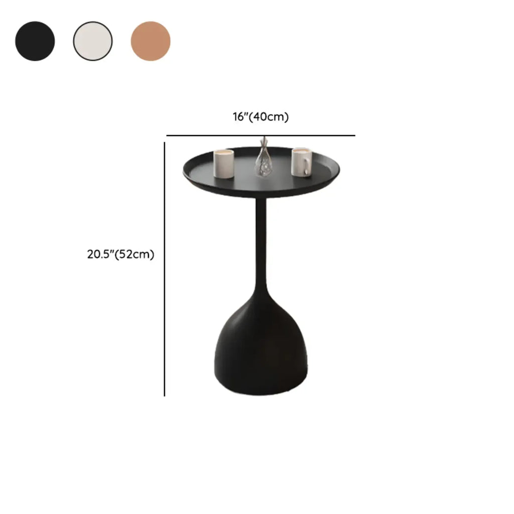 Metal Tray Top Black Side Table with Storage for Living Room