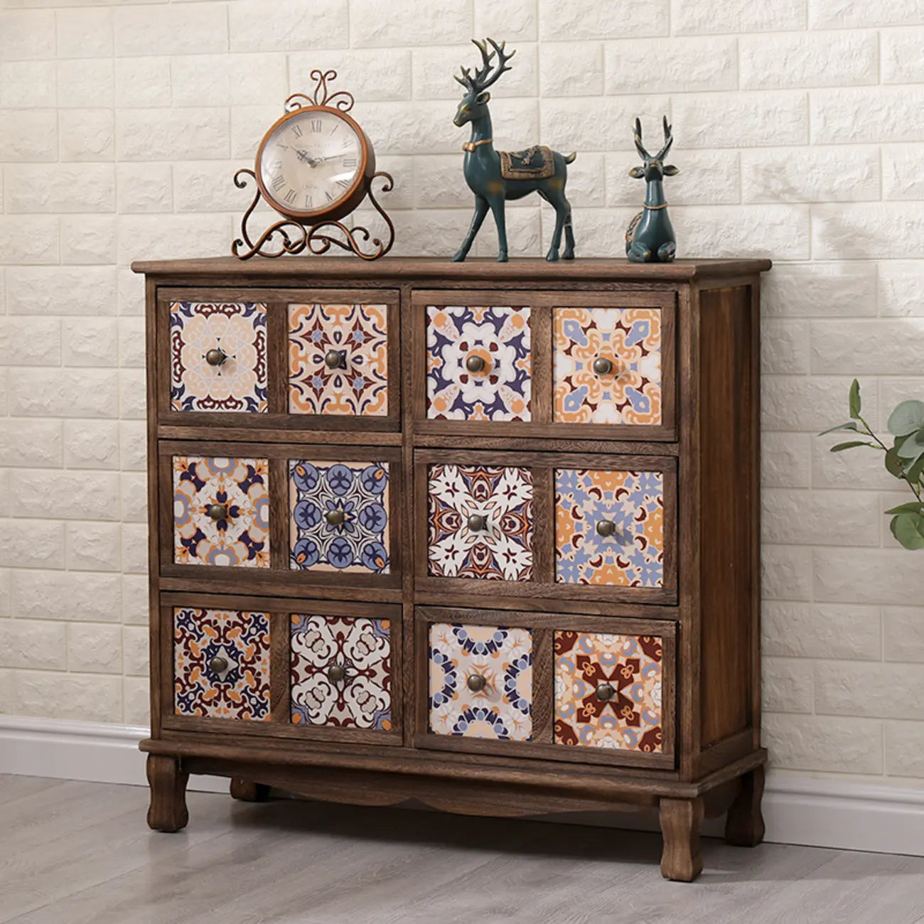 Mid-Century Vintage Cabinet with Drawers-Unique Pattern