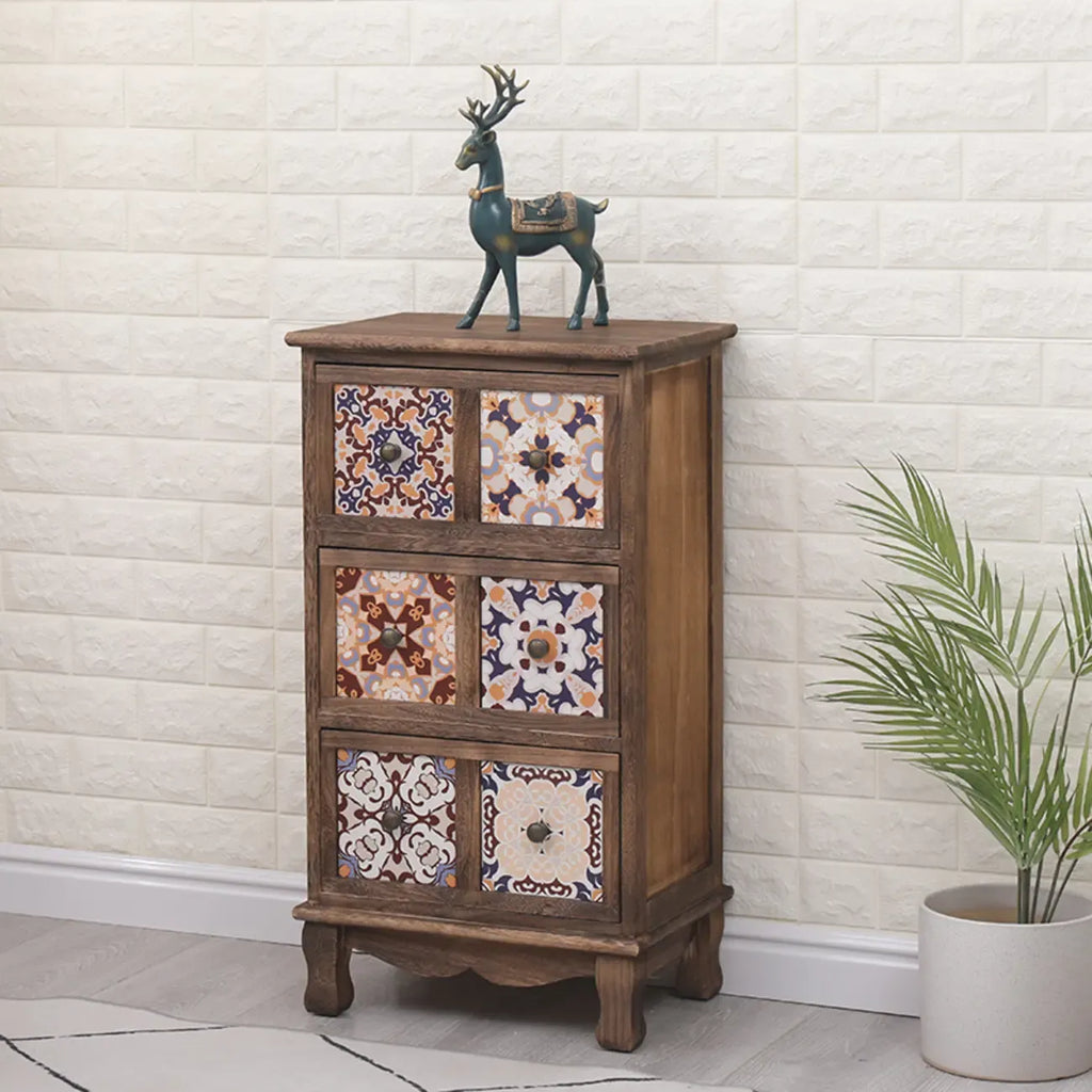 Mid-Century Vintage Cabinet with Drawers-Unique Pattern