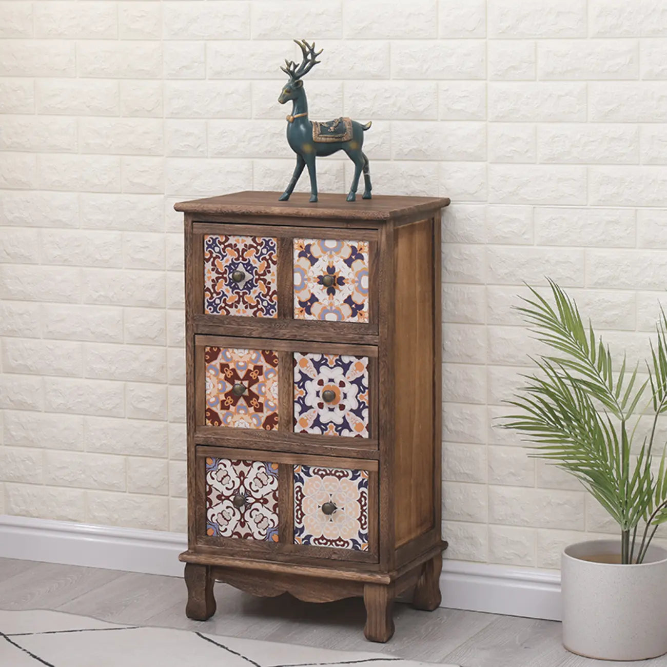 Mid-Century Vintage Cabinet with Drawers-Unique Pattern