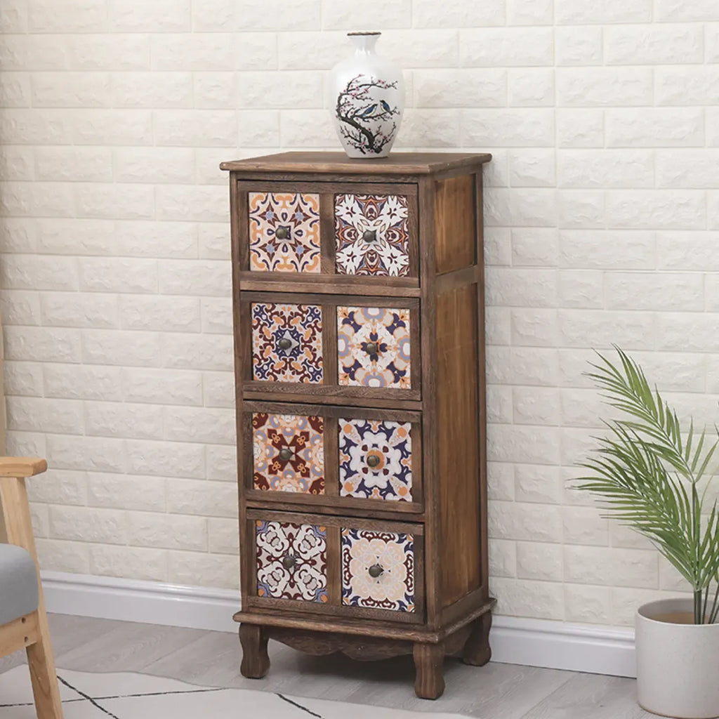Mid-Century Vintage Cabinet with Drawers-Unique Pattern