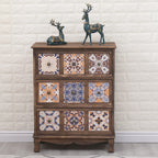 Mid-Century Vintage Cabinet with Drawers-Unique Pattern