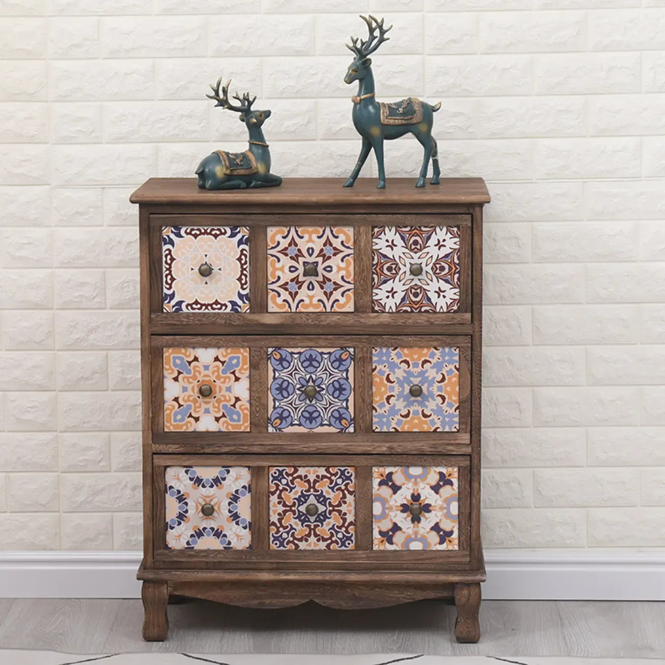 Mid-Century Vintage Cabinet with Drawers-Unique Pattern