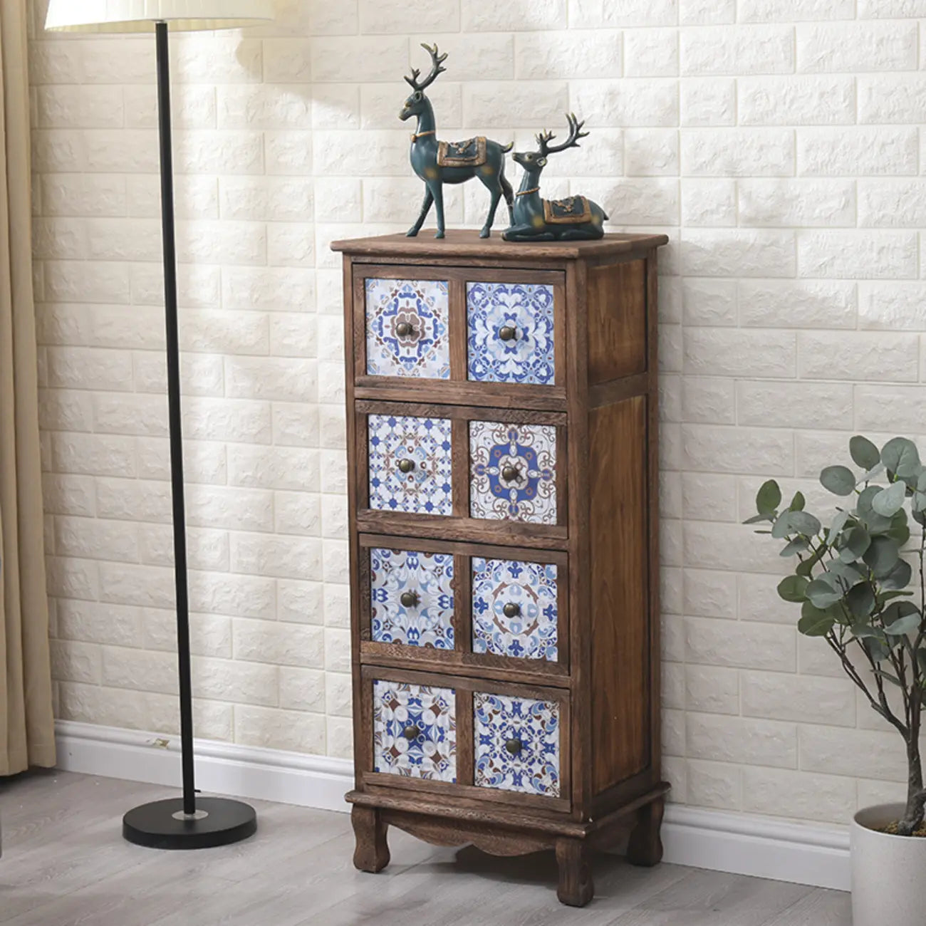 Mid-Century Vintage Cabinet with Drawers-Unique Pattern
