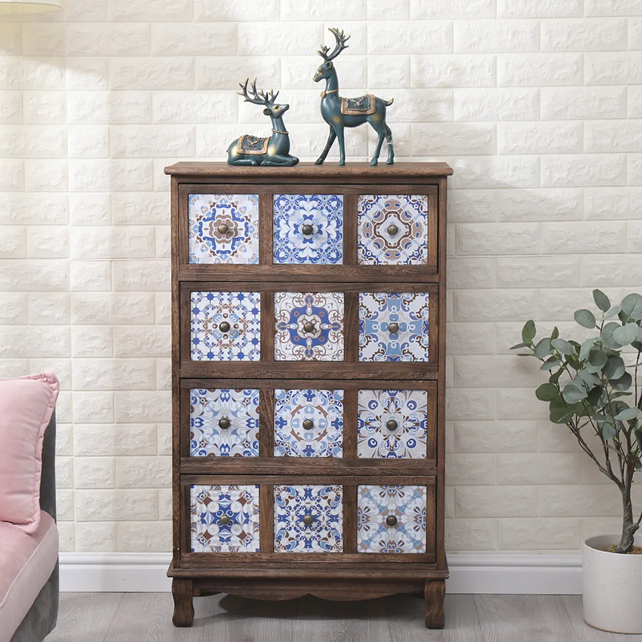Mid-Century Vintage Cabinet with Drawers-Unique Pattern