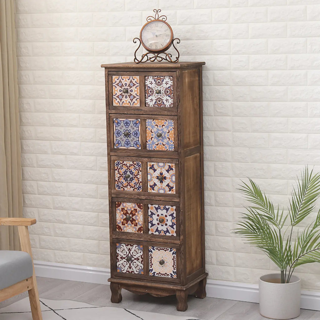 Mid-Century Vintage Cabinet with Drawers-Unique Pattern