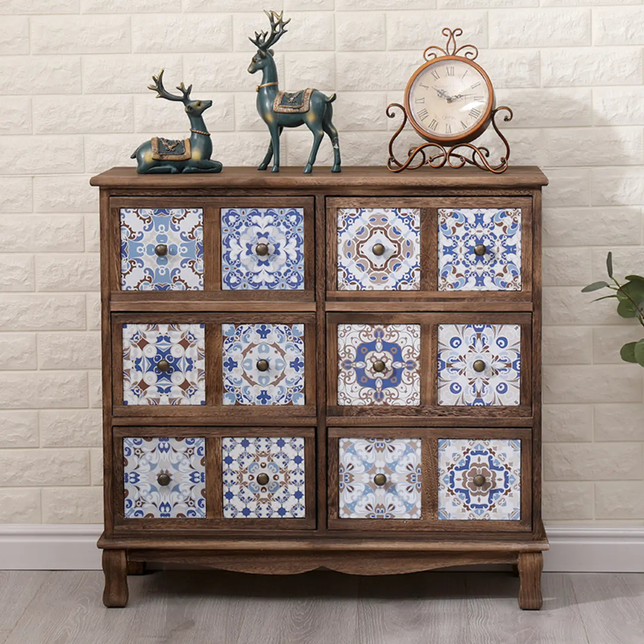 Mid-Century Vintage Cabinet with Drawers-Unique Pattern
