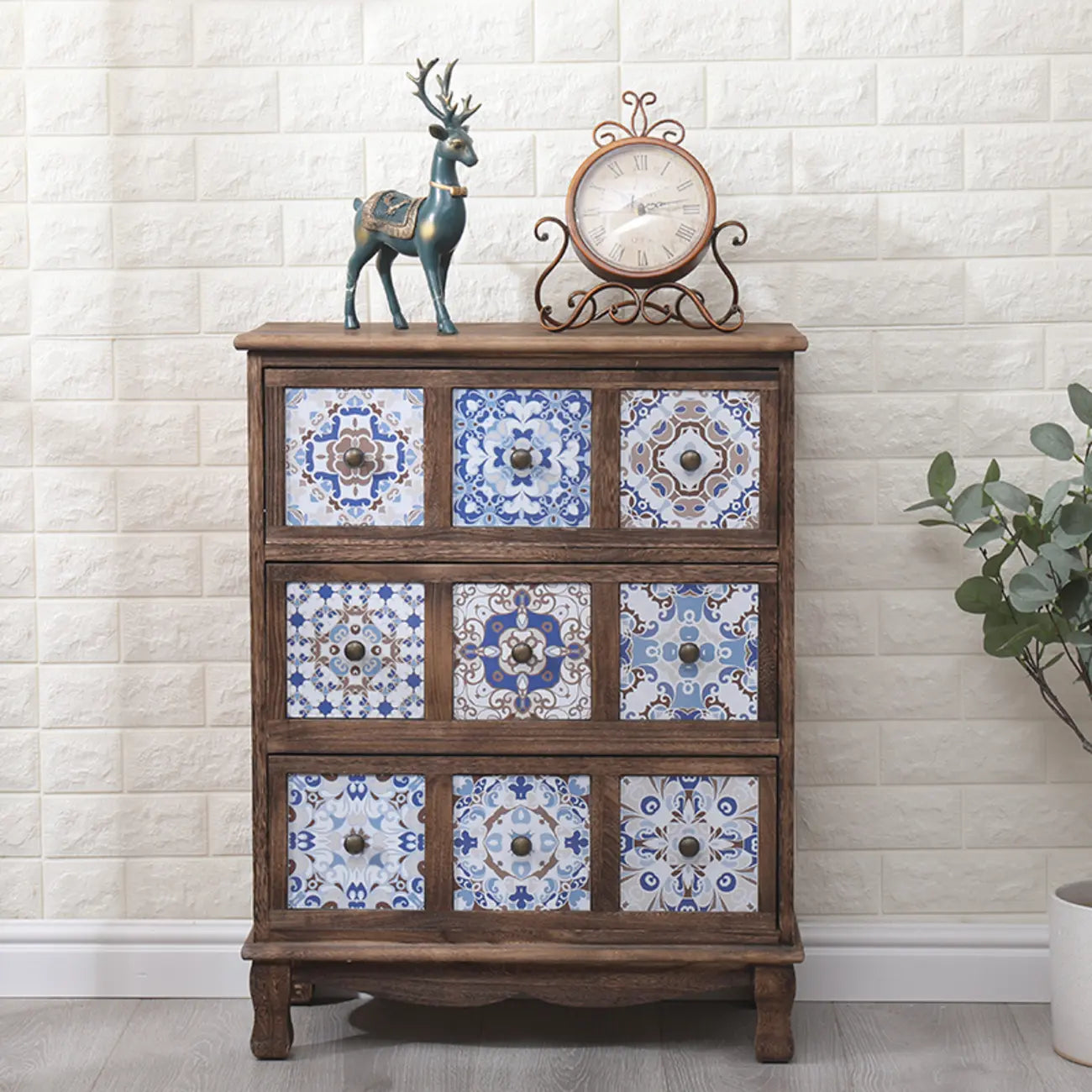 Mid-Century Vintage Cabinet with Drawers-Unique Pattern