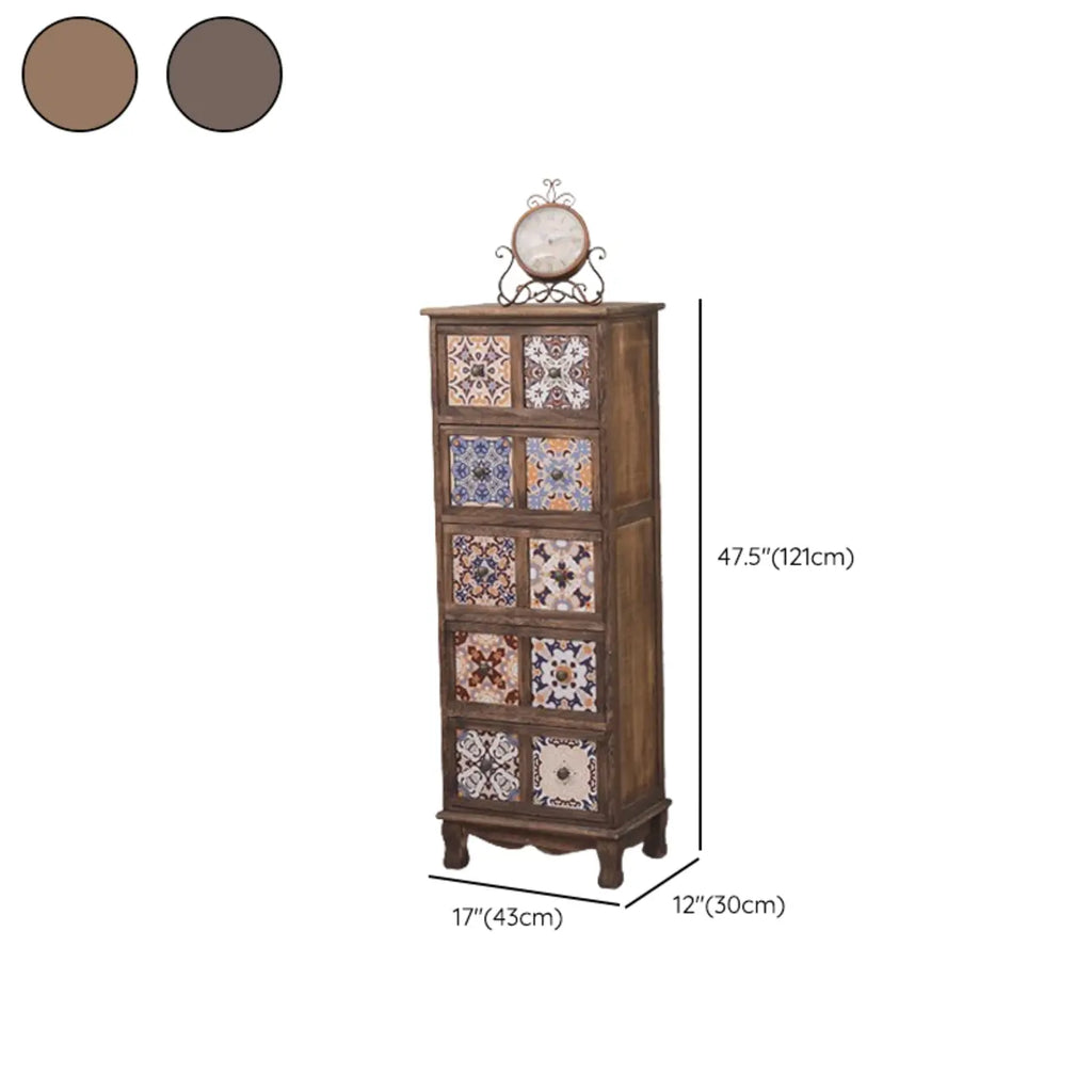 Mid-Century Vintage Cabinet with Drawers-Unique Pattern