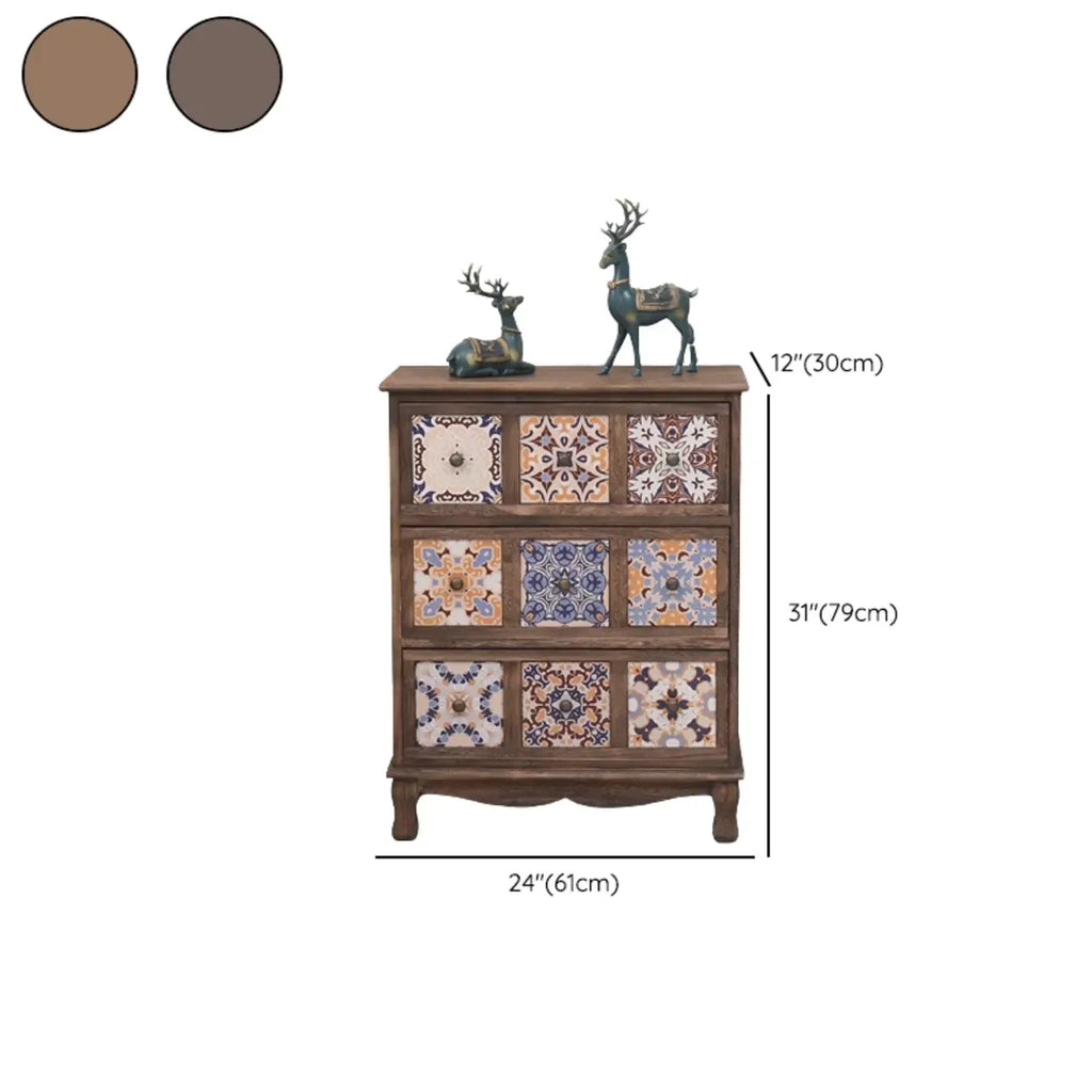 Mid-Century Vintage Cabinet with Drawers-Unique Pattern