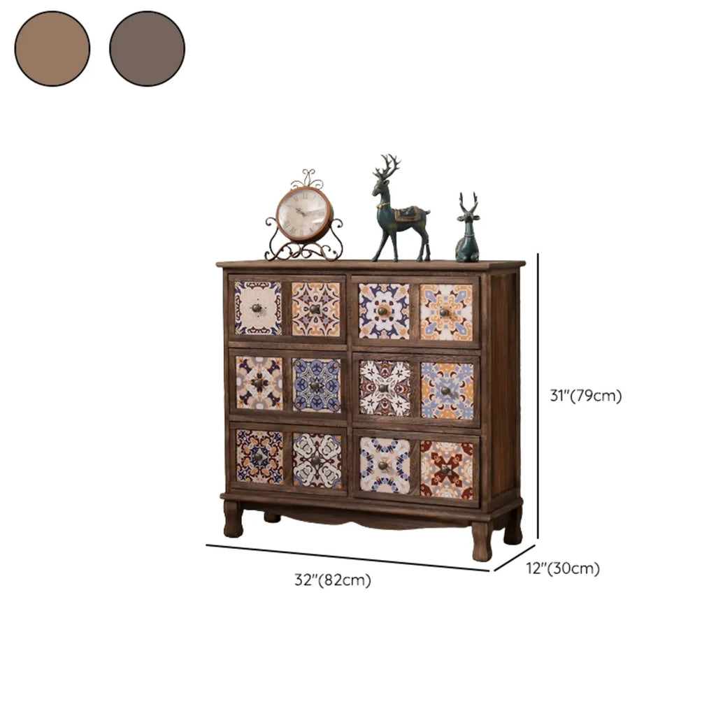 Mid-Century Vintage Cabinet with Drawers-Unique Pattern