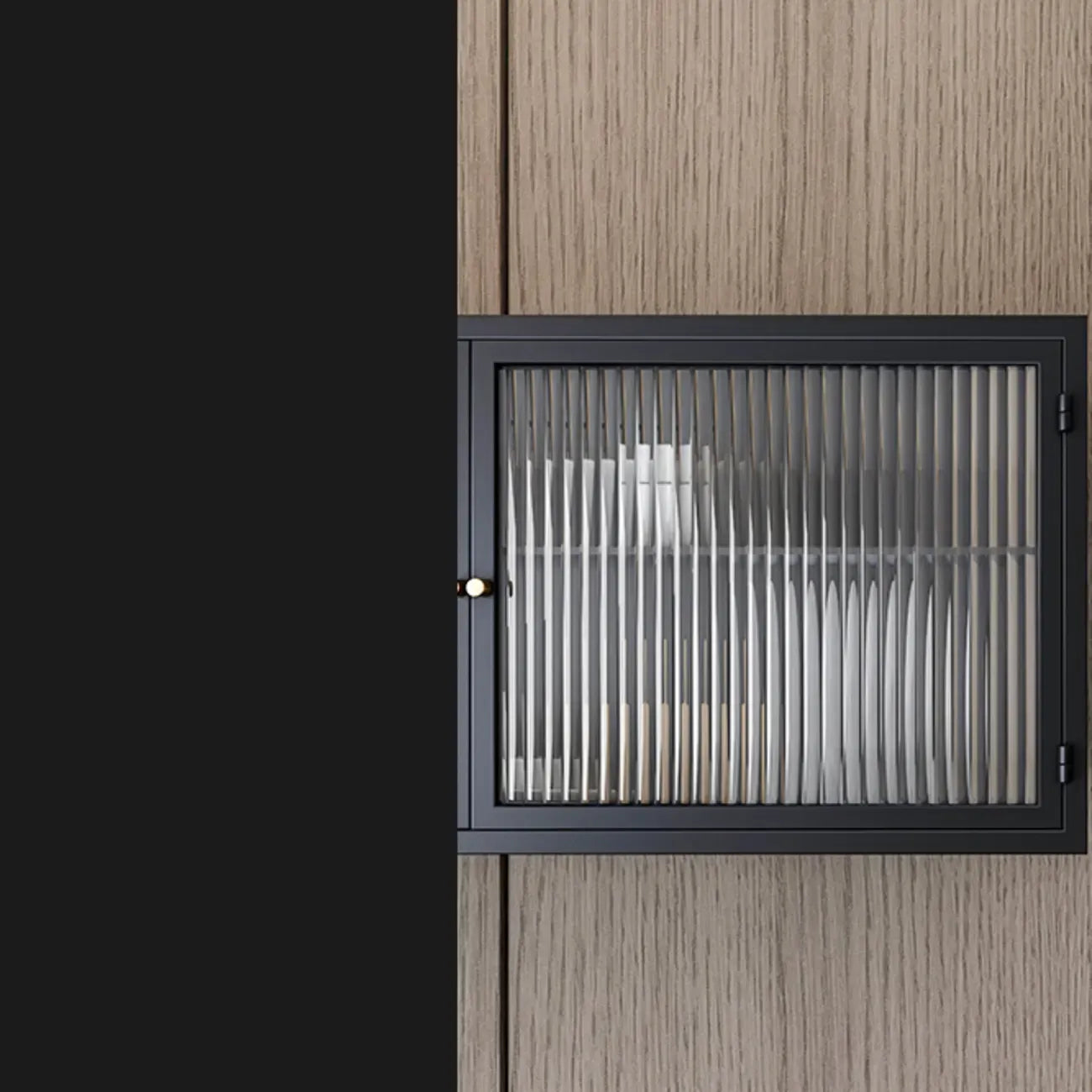 Black Metal Wall-Mounted Kitchen China Cabinet