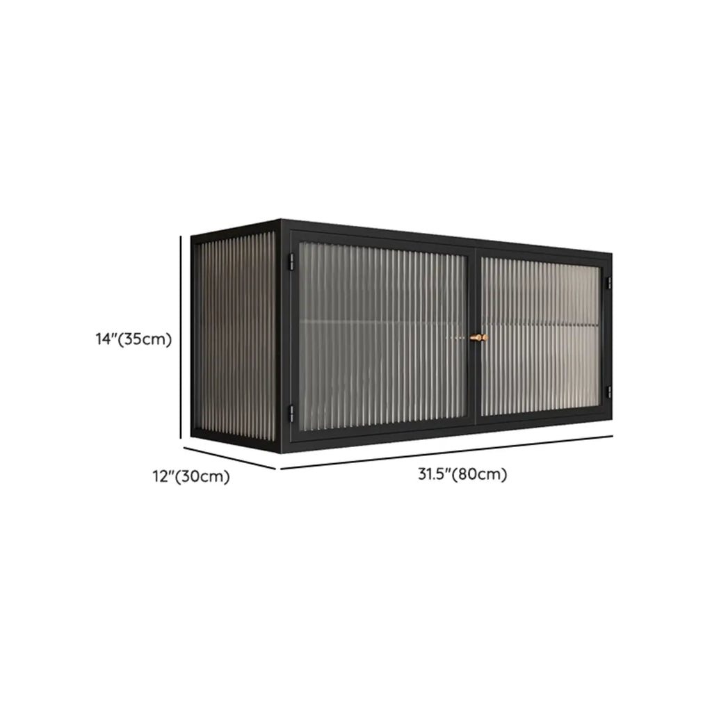 Black Metal Wall-Mounted Kitchen China Cabinet