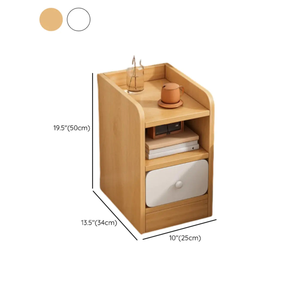 Modern Bedside Table with Drawers - White Nightstand