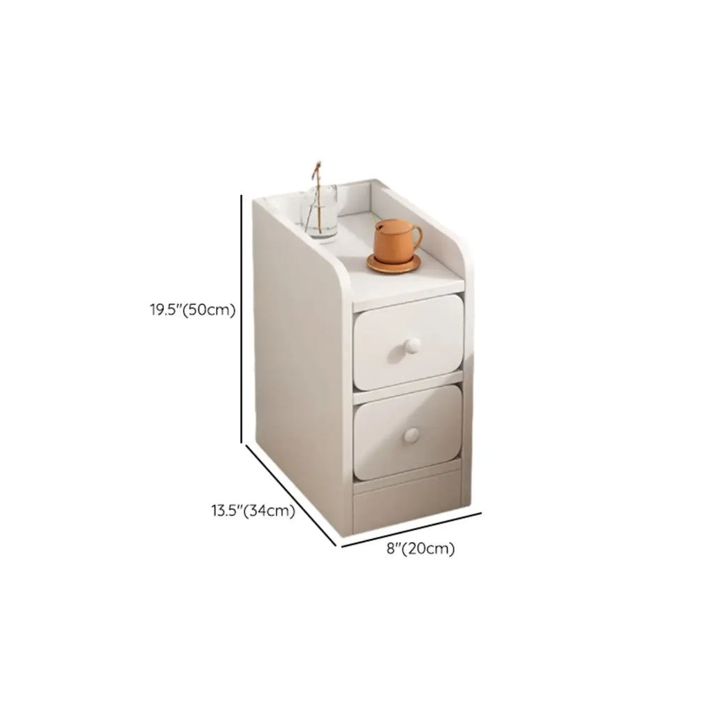 Modern Bedside Table with Drawers - White Nightstand