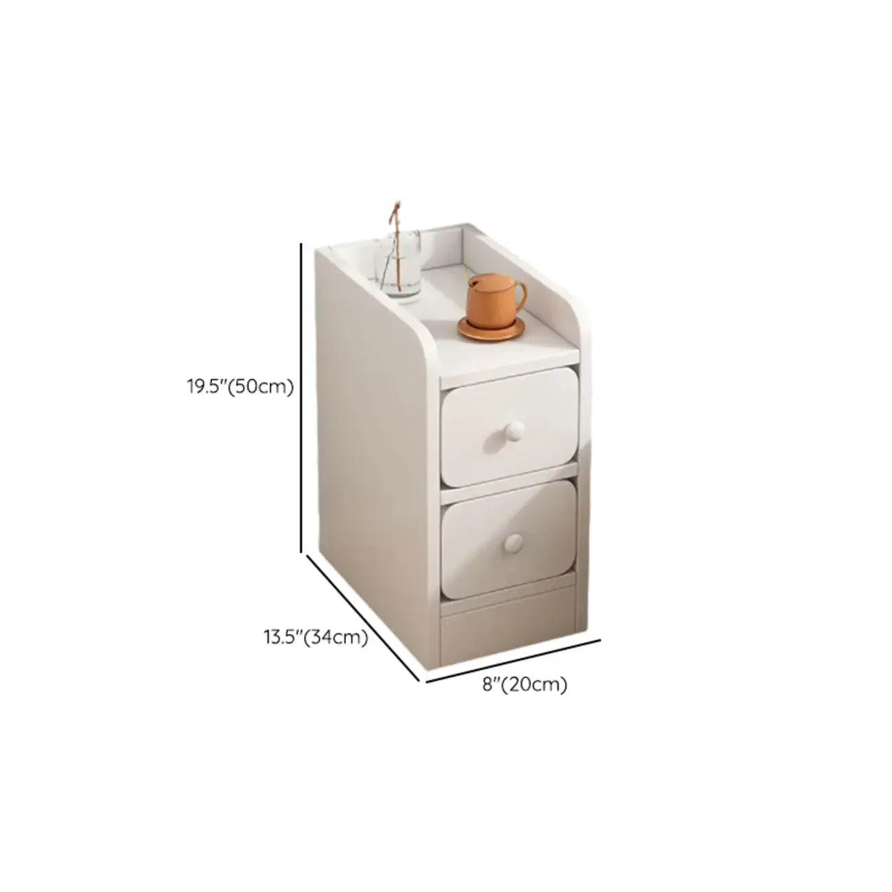 Modern Bedside Table with Drawers - White Nightstand