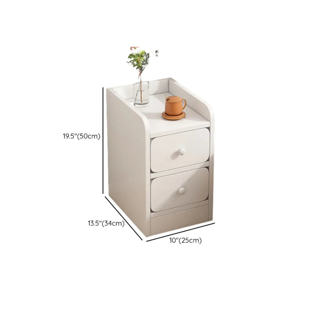 Modern Bedside Table with Drawers - White Nightstand