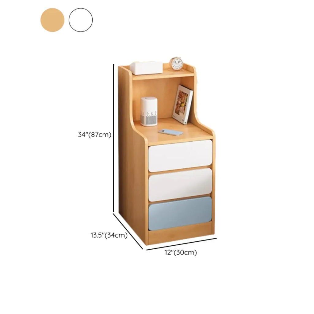 Modern Bedside Table with Drawers - White Nightstand