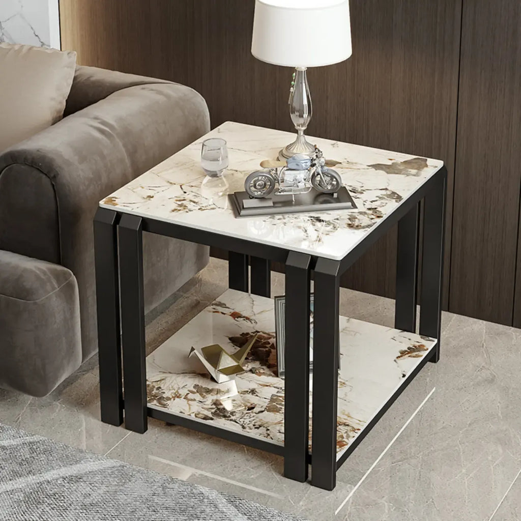 Modern Sintered Stone Square Side Table for Living Room