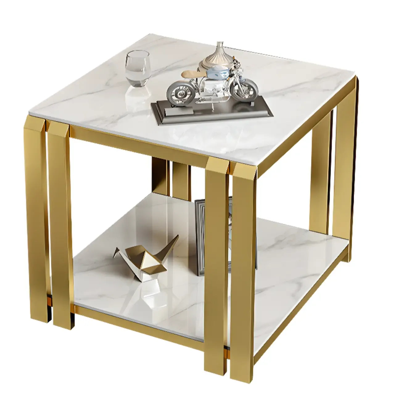 Modern Sintered Stone Square Side Table for Living Room