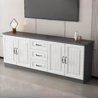 Rectangle Grey Wooden TV Stand with Storage for Living Room