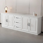 Rectangle Grey Wooden TV Stand with Storage for Living Room