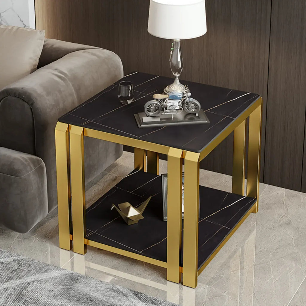 Modern Sintered Stone Square Side Table for Living Room