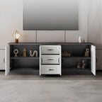 Rectangle Grey Wooden TV Stand with Storage for Living Room