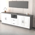 Rectangle Grey Wooden TV Stand with Storage for Living Room