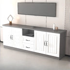 Rectangle Grey Wooden TV Stand with Storage for Living Room