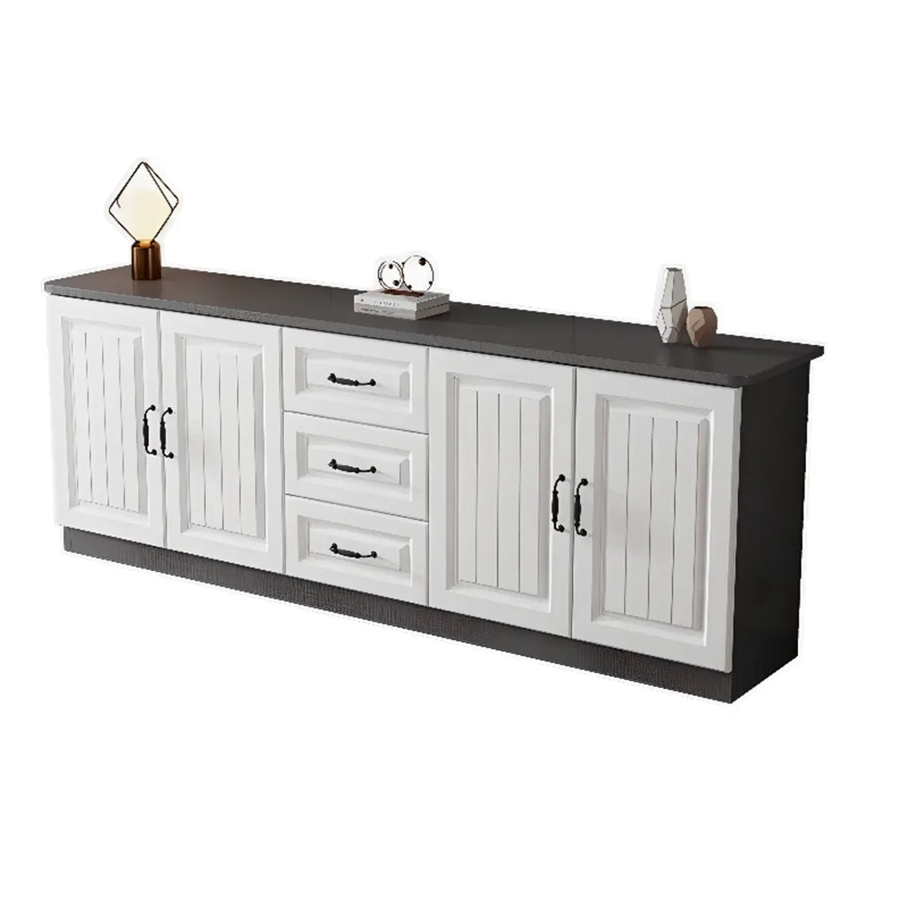 Rectangle Grey Wooden TV Stand with Storage for Living Room
