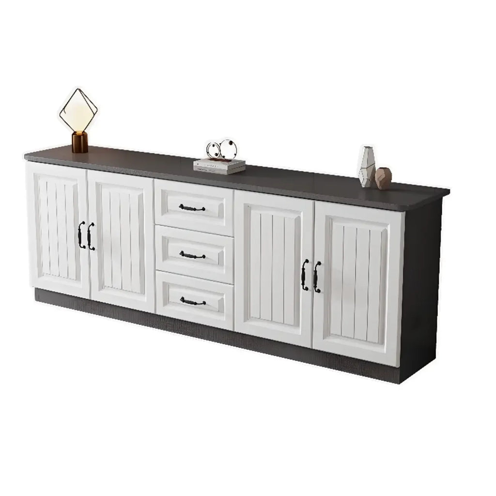 Rectangle Grey Wooden TV Stand with Storage for Living Room