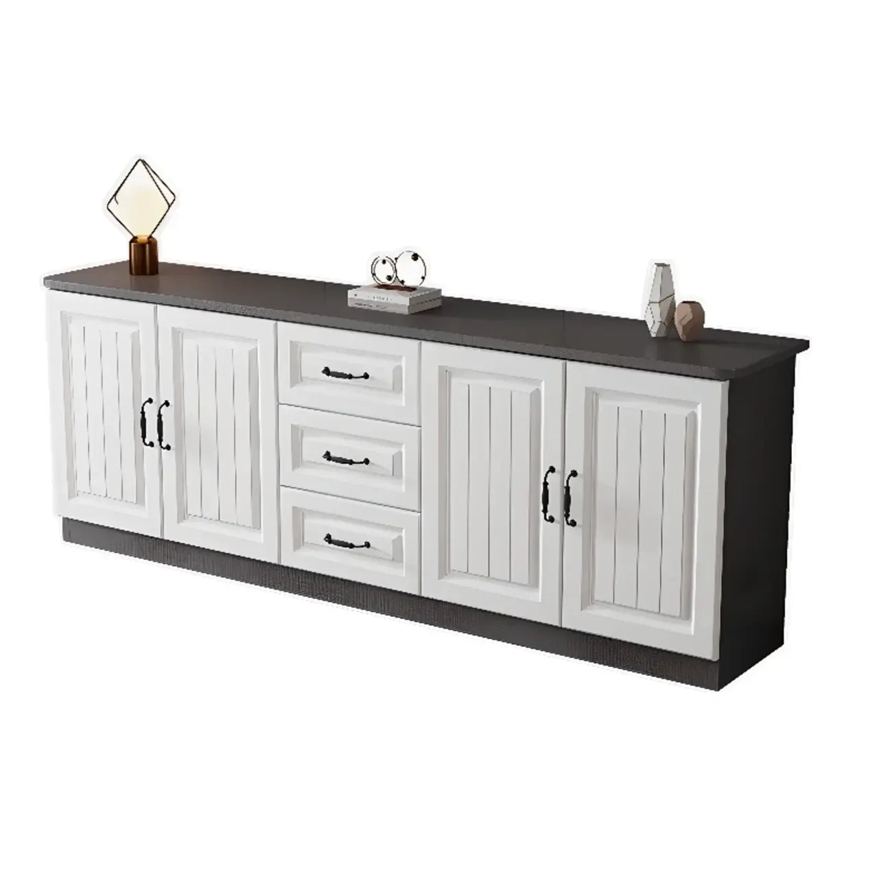 Rectangle Grey Wooden TV Stand with Storage for Living Room