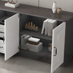 Rectangle Grey Wooden TV Stand with Storage for Living Room