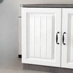 Rectangle Grey Wooden TV Stand with Storage for Living Room