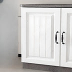 Rectangle Grey Wooden TV Stand with Storage for Living Room