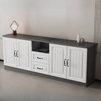 Rectangle Grey Wooden TV Stand with Storage for Living Room